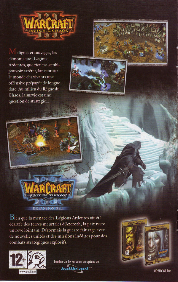 Publicité pour Warcraft III tirée du World of Warcraft Battle Chest (octobre 2007).
