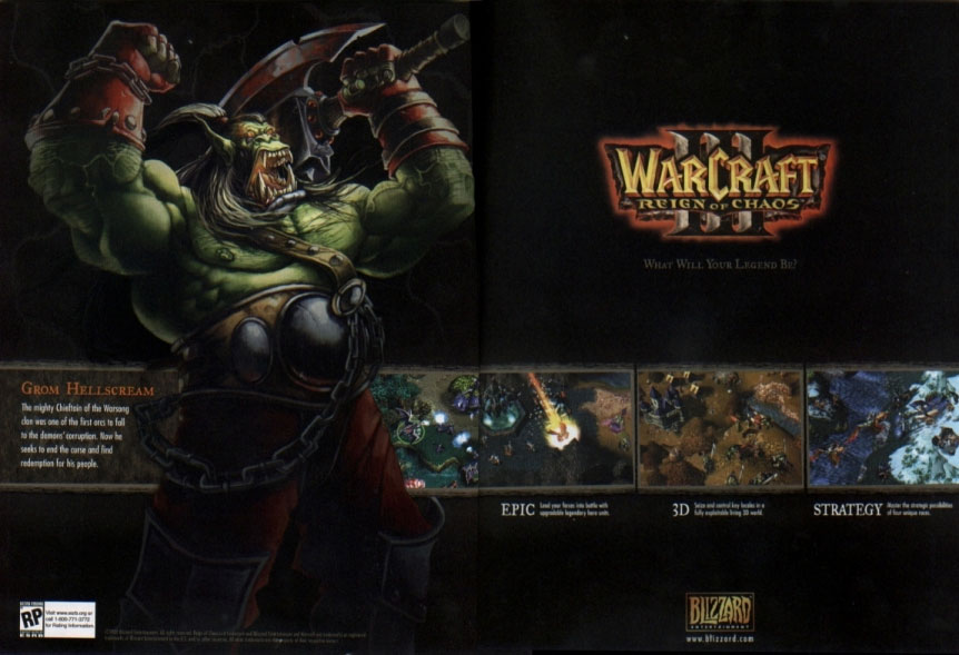 Publicité pour Warcraft III.